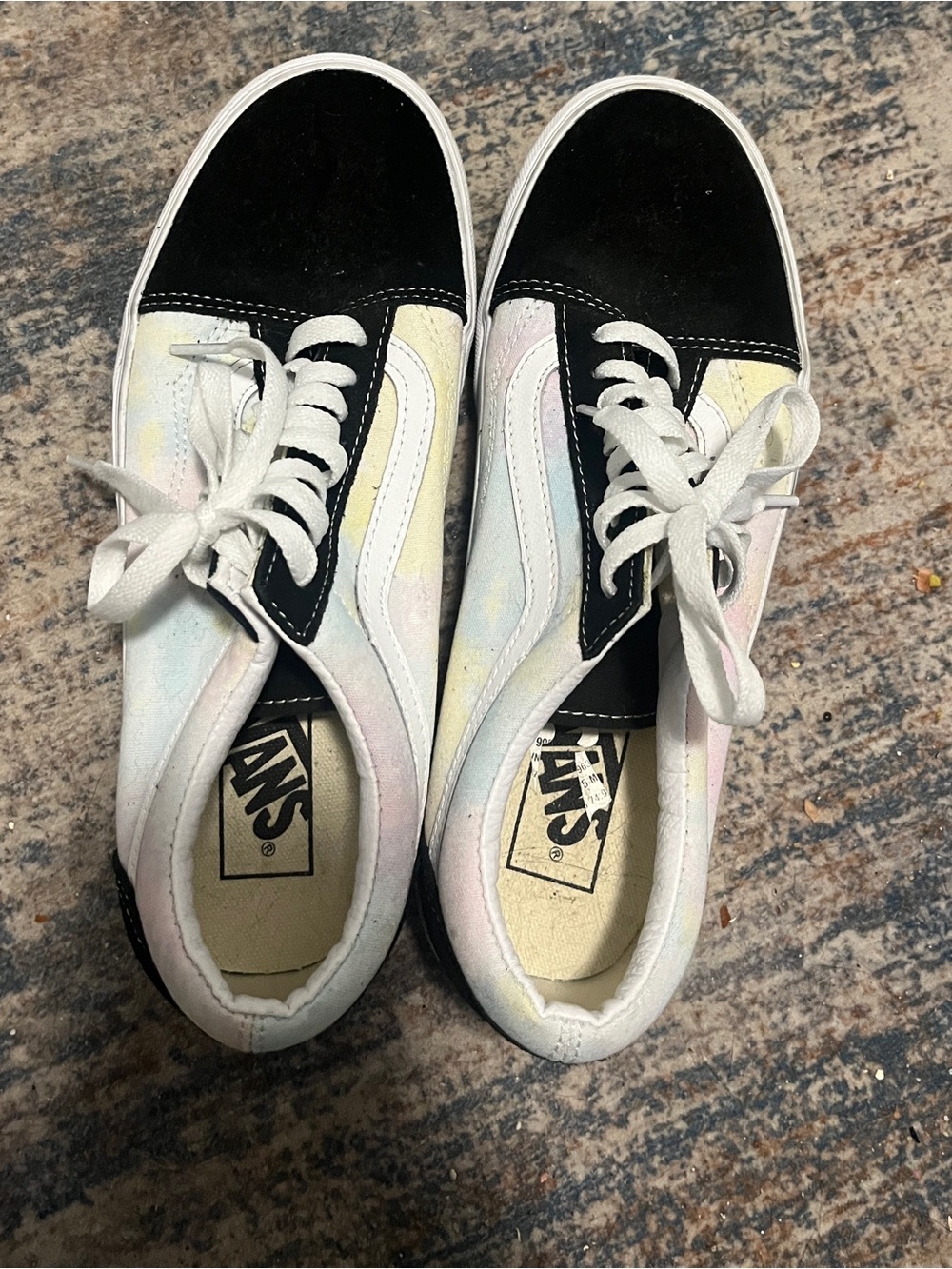 Vans Black Low-Top Sneakers with Pastel Multicolor Panels